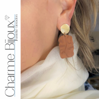 Clip oorbellen- bruin -goudkleurig-satijn
