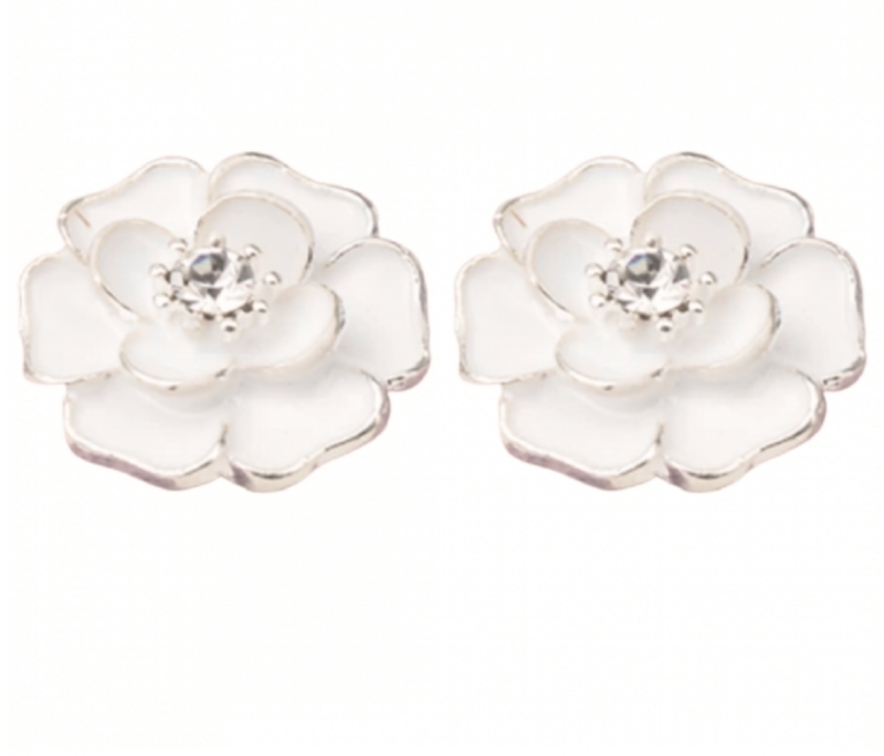 Schoenclips Off-wit bloem strass steentje