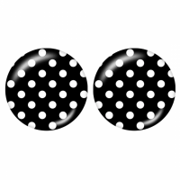 Clip oorbellen zwart Witte stippen  2 cm