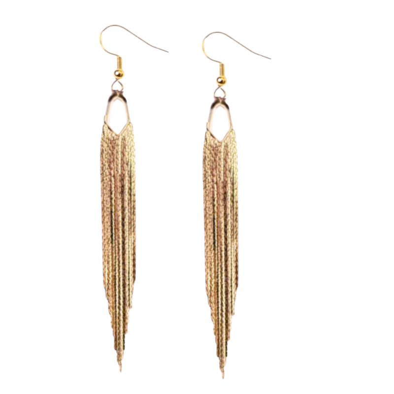 Zilveren oorhangers Raya lang 14K goud plating.