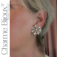 Clip oorbellen goudkleurig bloem 2.5 cm Victoria