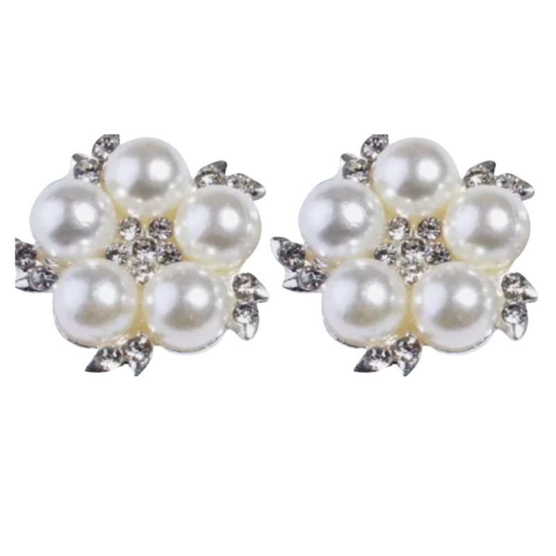 Clip oorbellen parel strass 2 cm