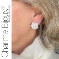 Clip oorbellen parel strass 2 cm