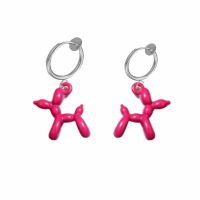 Klem oorbellen Balloon dog midden roze