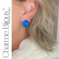 Clip oorbellen blauw 1.5 cm