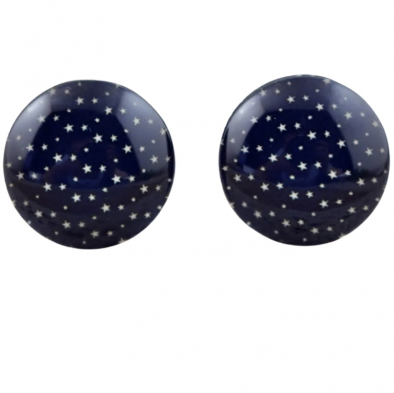 Clip oorbellen blauwe sterren 2 cm