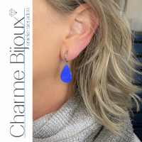 Klem oorbellen cobalt blauwe emaille druppel