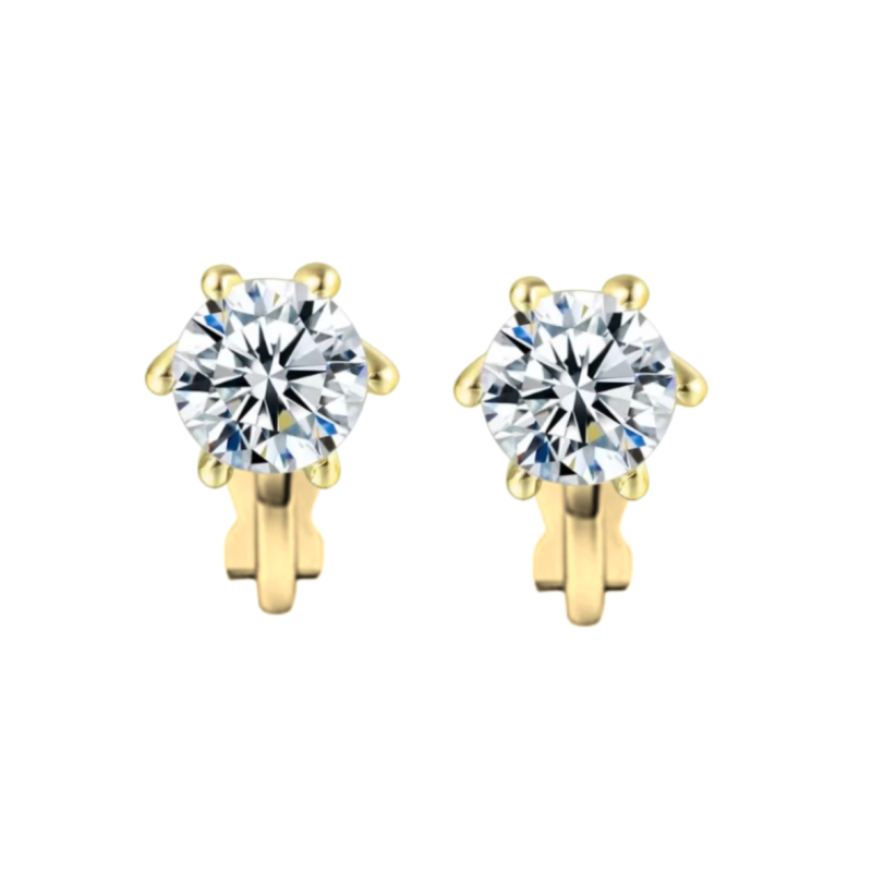 Klem/clipoorbellen goudkleurig strass steen
