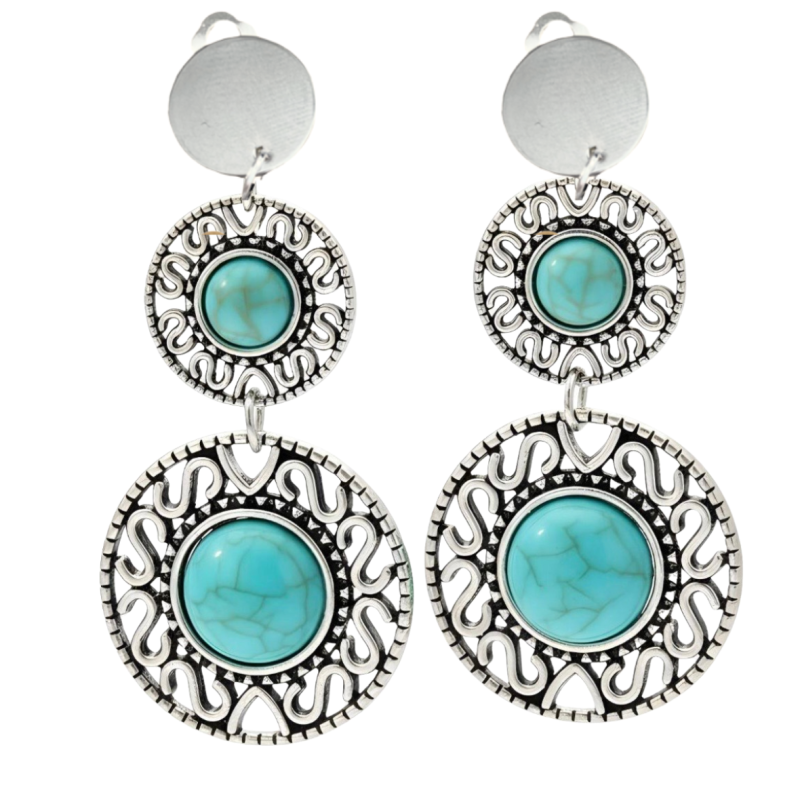 Clip oorbellen lang turquoise