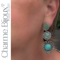 Clip oorbellen lang turquoise