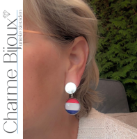 Clip oorbellen zilverkleur Nederlandse vlag Maxima