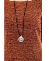 Ketting Tibetaanse stijl zilverkleur verstelbaar suede koord