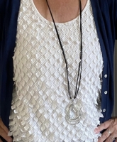 Ketting zilverkleur hanger verstelbaar zwart suede