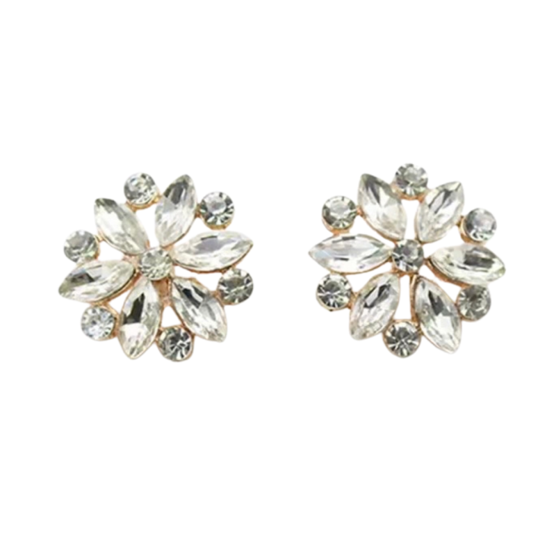 Clipoorbellen  goudkleurig strass  bloem