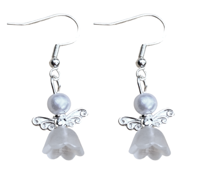 Zilveren kerst engel oorbellen