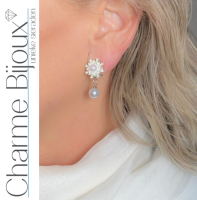 Clip oorbellen Amanda parel zilverkleur