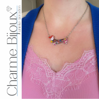 Ketting teckel emaill rood roze