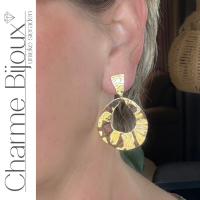 Clip oorbellen  goudkleurig lang glans