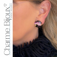 Clip oorbellen roze 2 cm