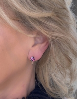 Klem oorbellen Panter roze zilverkleur