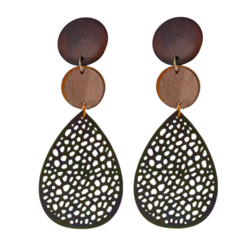 Clipoorbellen bruin hout leer