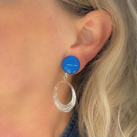Clip oorbellen blauw zilverkleur Jaden