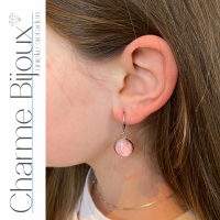 Klem oorbellen roze Cleo zilverkleur 3 cm