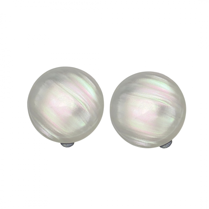 Clip oorbellen opaal wit 2 cm