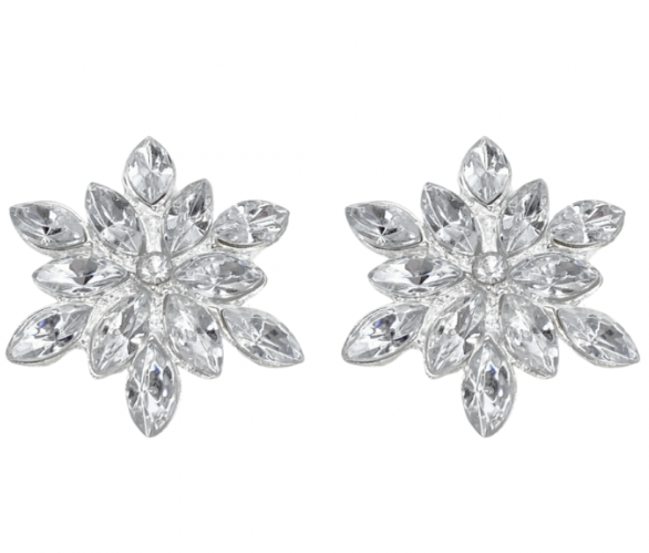 Clip oorbellen zirkonia 2.5 cm ster zilverkleur