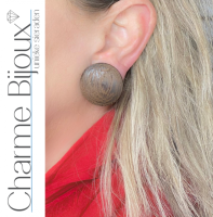 Clip oorbellen hout bruin 3 cm