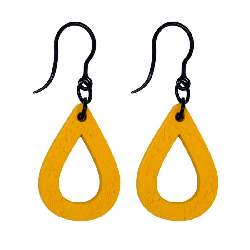 Allergievrij houten oorbellen geel/ oranje