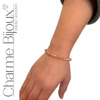 Armband extra lang oker natuursteen 20 cm