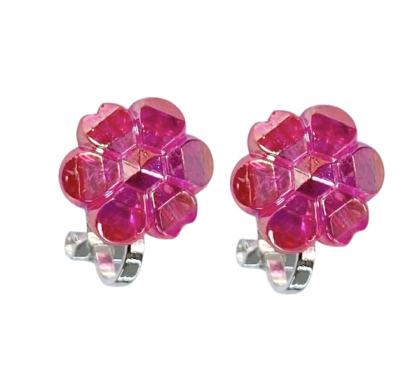 Klem oorbellen roze zilverkleur