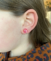 Klem oorbellen roze zilverkleur