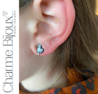 Klem oorbellen Eendje wit