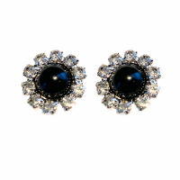 Klem oorbellen strass  zilverkleur