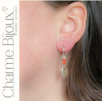 Oorringen zilver abrikoos kralen