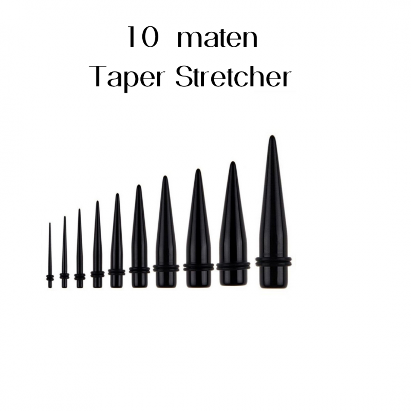 10 maten Taper  stretcher 1.6 mm- 12 mm