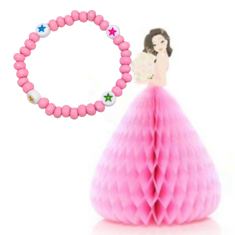 Armband met 3-D prinsessen kaart licht roze