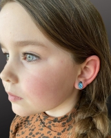 Klem oorbellen Blauw lieveheersbeestje
