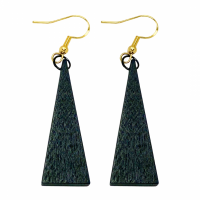 Zilveren houten oorbellen Saheli  blauw goudkleurig