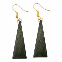 Zilveren houten oorbellen Saheli  blauw goudkleurig