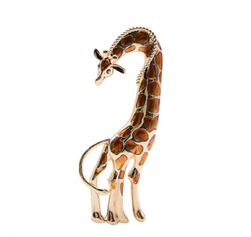 Broche Giraf goudkleur bruin 11 cm