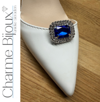 Schoenclips strass Blauw 3 cm