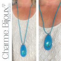 Ketting Amara  Turquoise hout verstelbaar