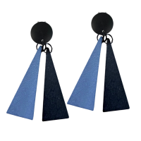 Clip oorbellen Saheli Duo zwart blauw hout