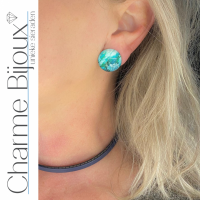 Set Amara ketting clip oorbellen turquoise