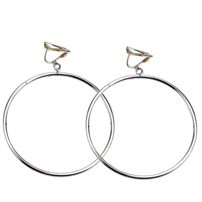 Clip oorbellen zilverkleur 6 cm