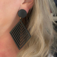 Clip oorbellen zwart hout zilverkleur wieber