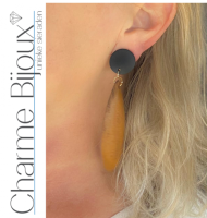 Clip oorbellen Luci hout bruin zwart goudkleurig